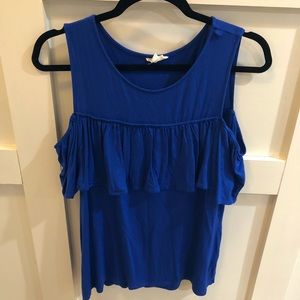 Blue off the shoulder shirt